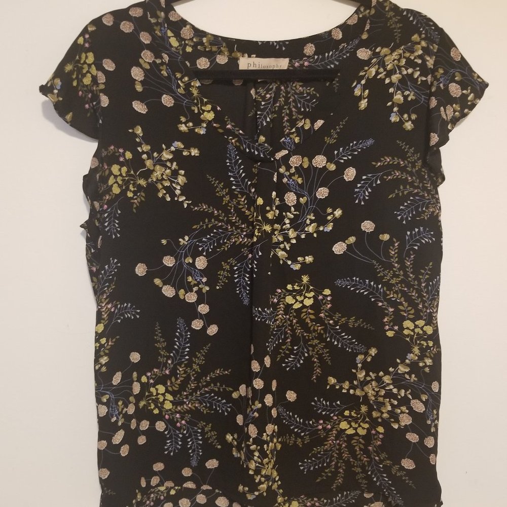 Philosophy Medium Black Floral Top